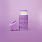 Load image into Gallery viewer, Front view of purple Noz sunscreen with lid off
